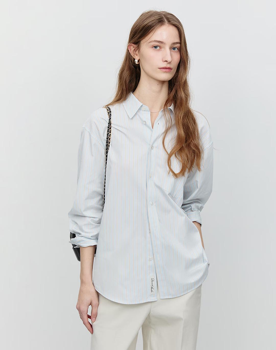 UNISEX OVERSIZED STRIPED SHIRT MISTYBLUE STRIPE_UDSH5A144B1