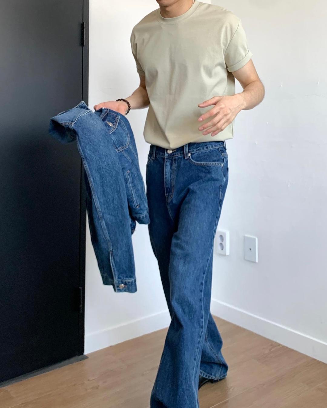 To washing denim wide pants