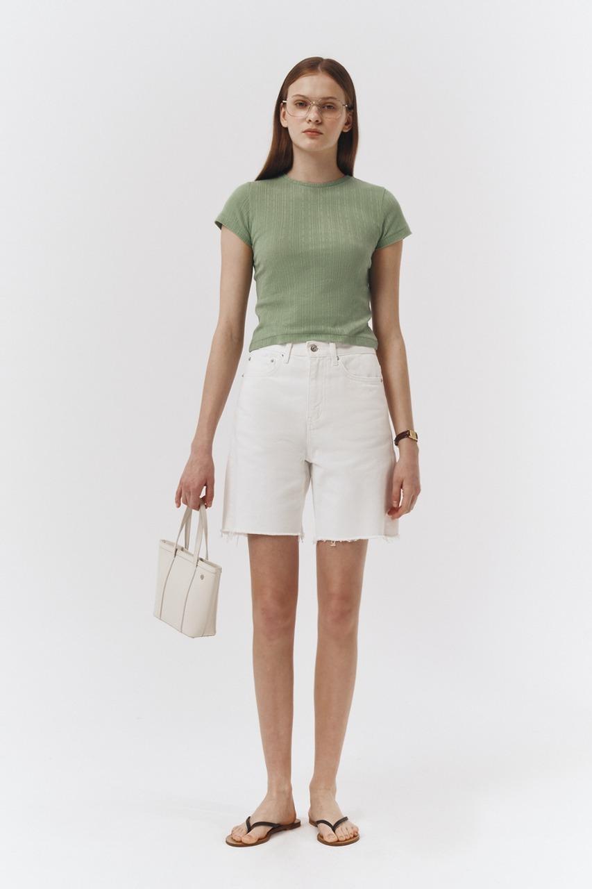 RAW EDGE DENIM SHORTS OFF WHITE