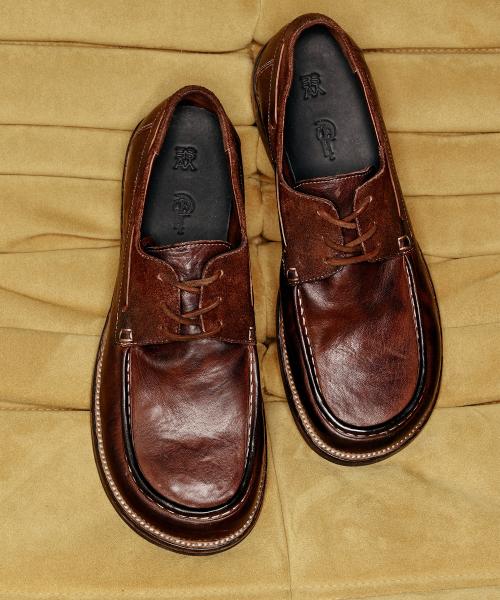 해머 텀블다이 워싱레더 보트슈즈 브라운