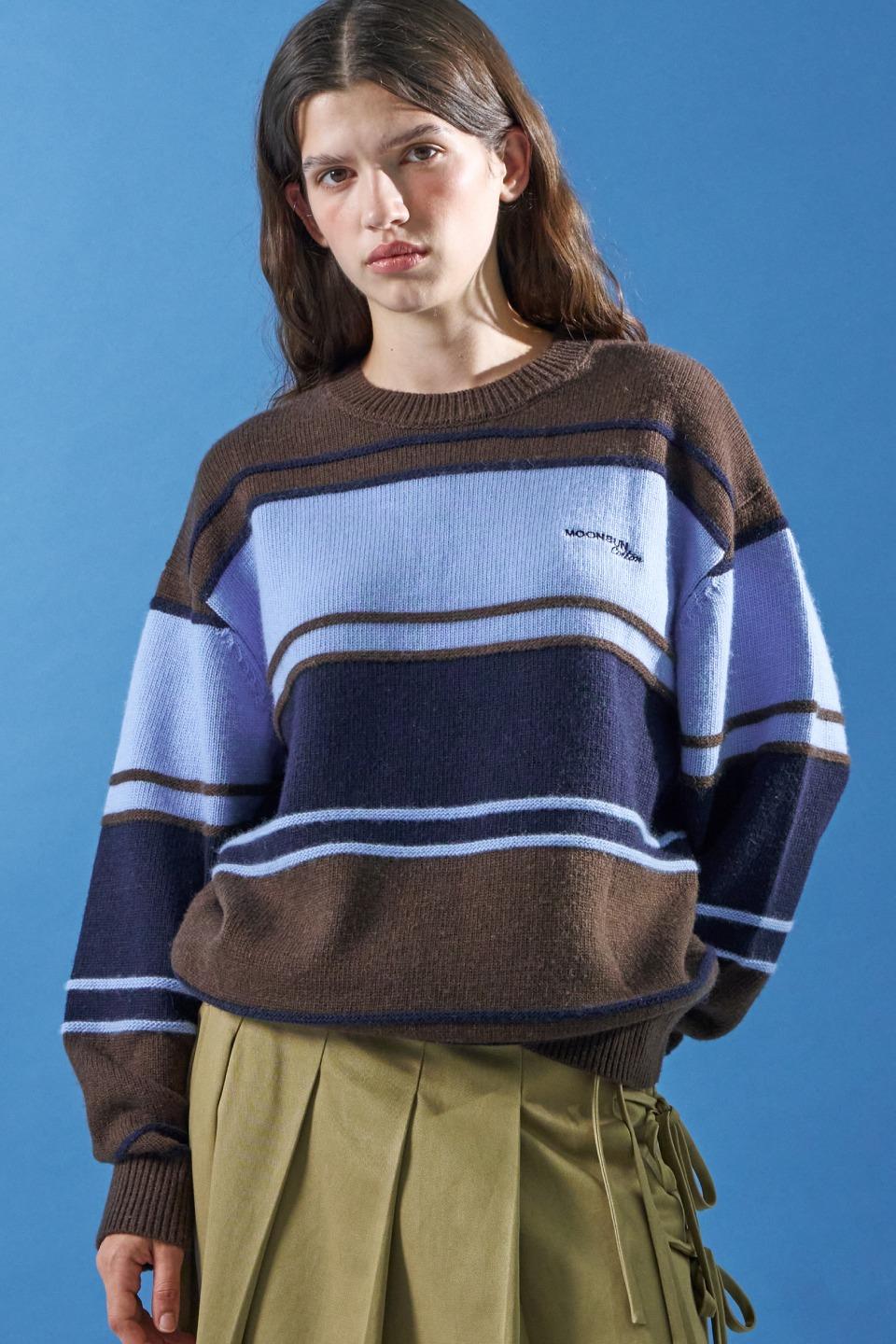 [10.17 (Fri) Release] M.C UNISEX, Color Block Knit / Brown