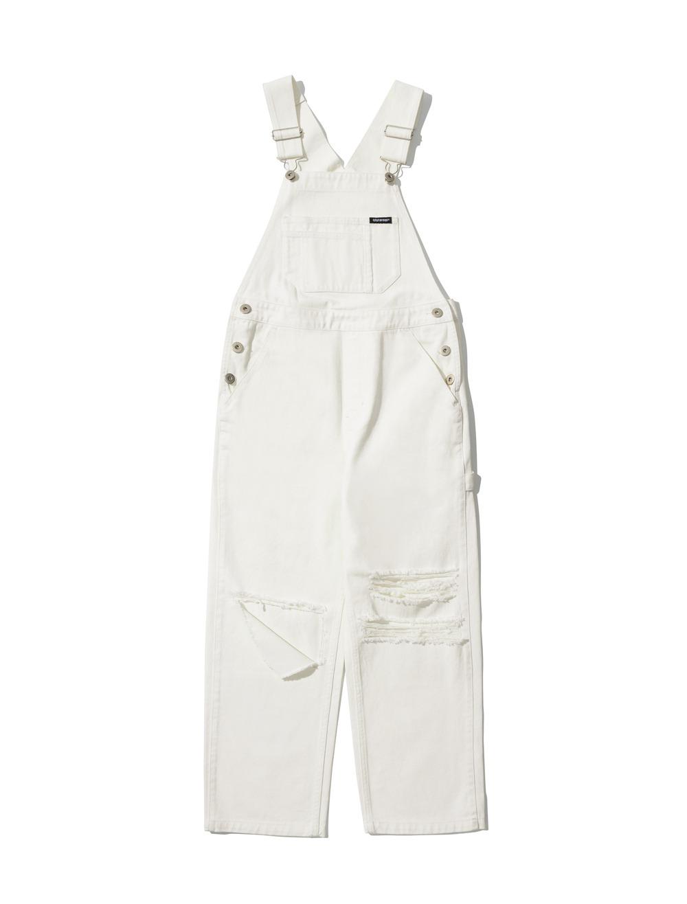 DESTROYED DENIM OVERALL [WHITE]