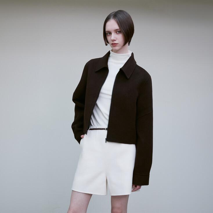 CASHEMERE WOOL BLEND ZIPPED JACKET