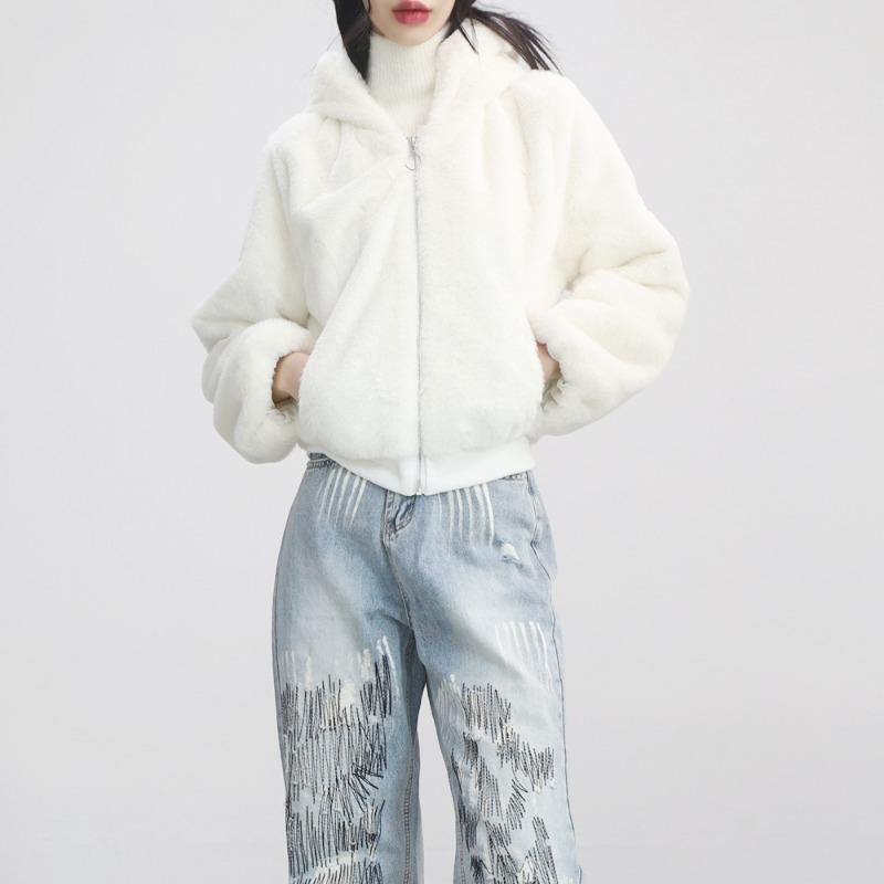 뉴앤트 후드 퍼 자켓