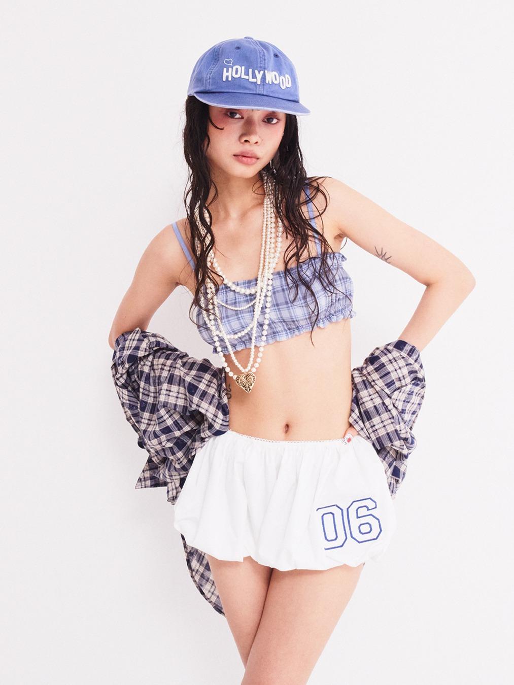 [프리오더 6/11 출고] VINTAGE CHECKERED BRA TOP SKY BLUE