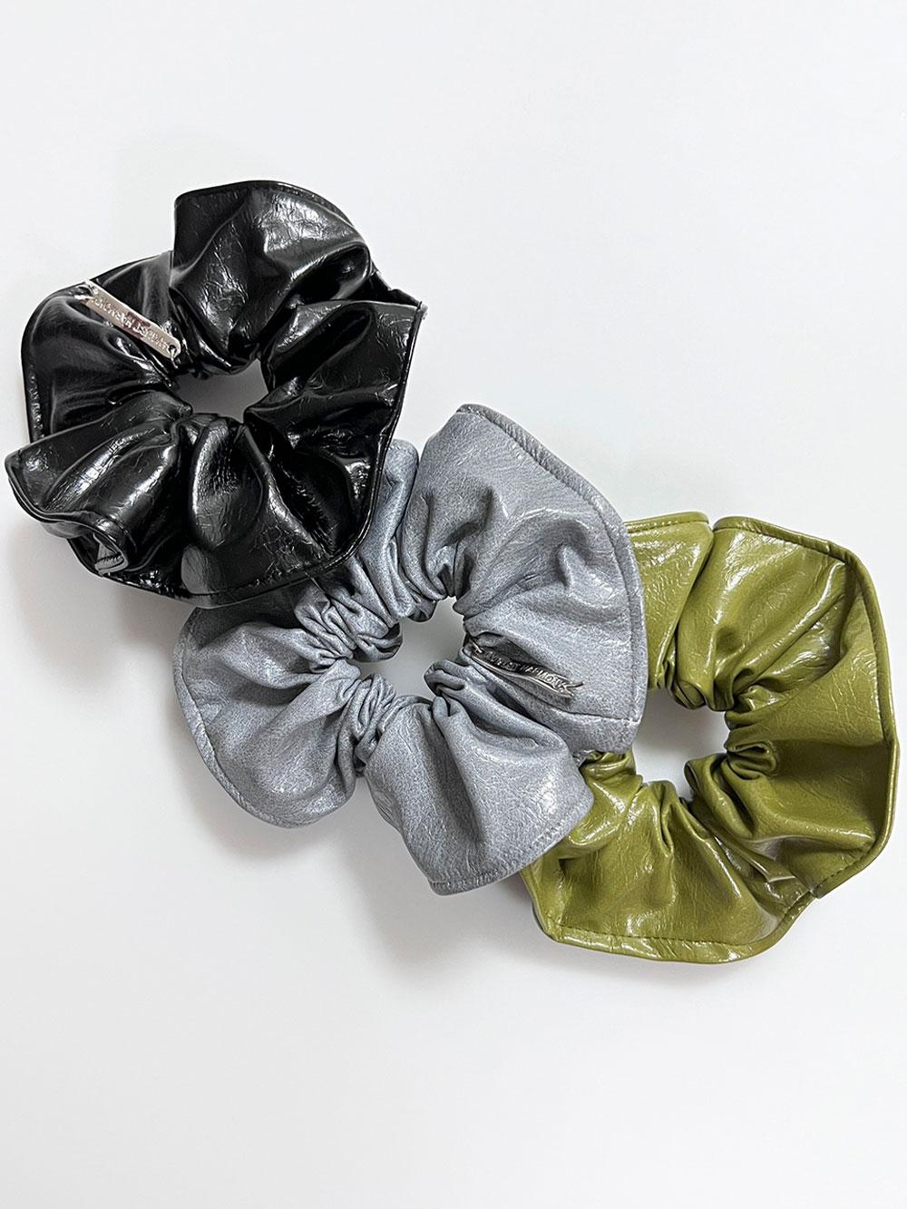 [클리어런스 50%] Crinkle Leather Scrunchie 3color