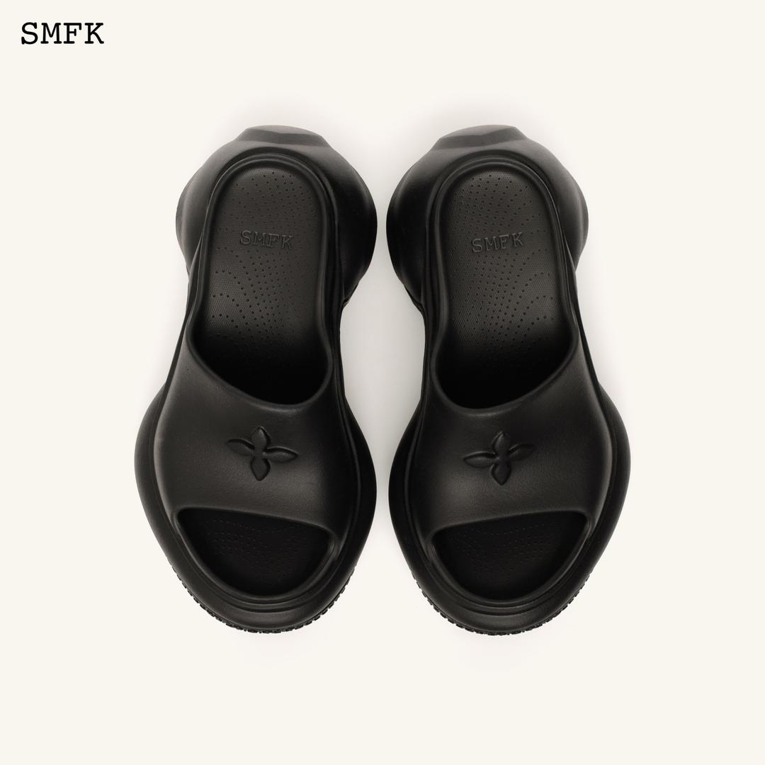 Compass Wave High-Heel Bumper Sandal In Black - 35