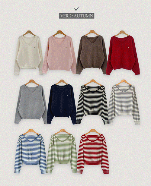 니어 [버전추가+] 르뷰 브이넥 레글런 시스루 루즈핏 니트 (데일리,출근룩,기본,팬던트,여리여리,봄,간절기)
