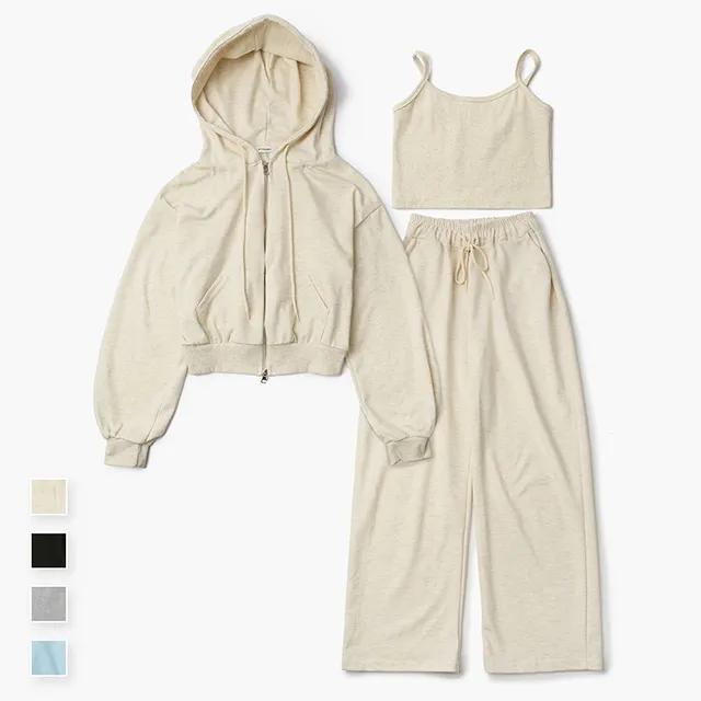 [에잇컨셉] 베이직 후드&끈나시&팬츠 3피스 트레이닝세트(4color)