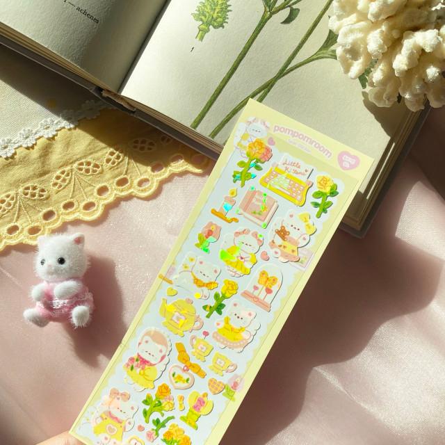 폼폼룸 작은 애옹이들 유리조각 홀로그램 씰스티커