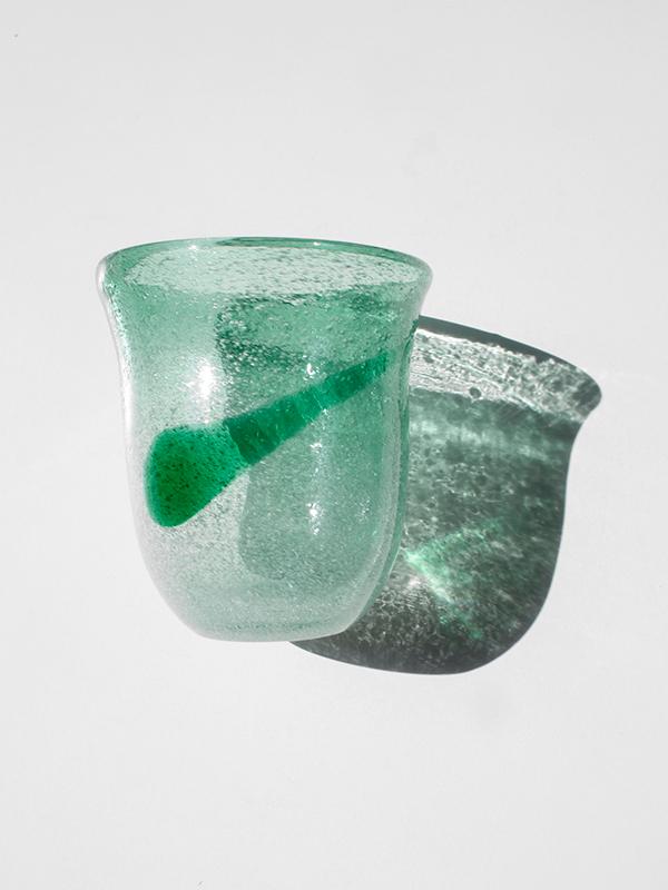 bubble green touch glass cup