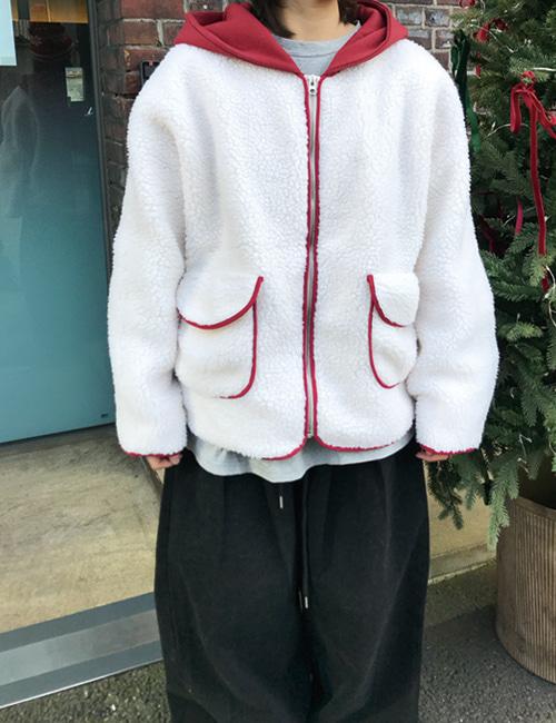 썰매 후드 배색 점퍼