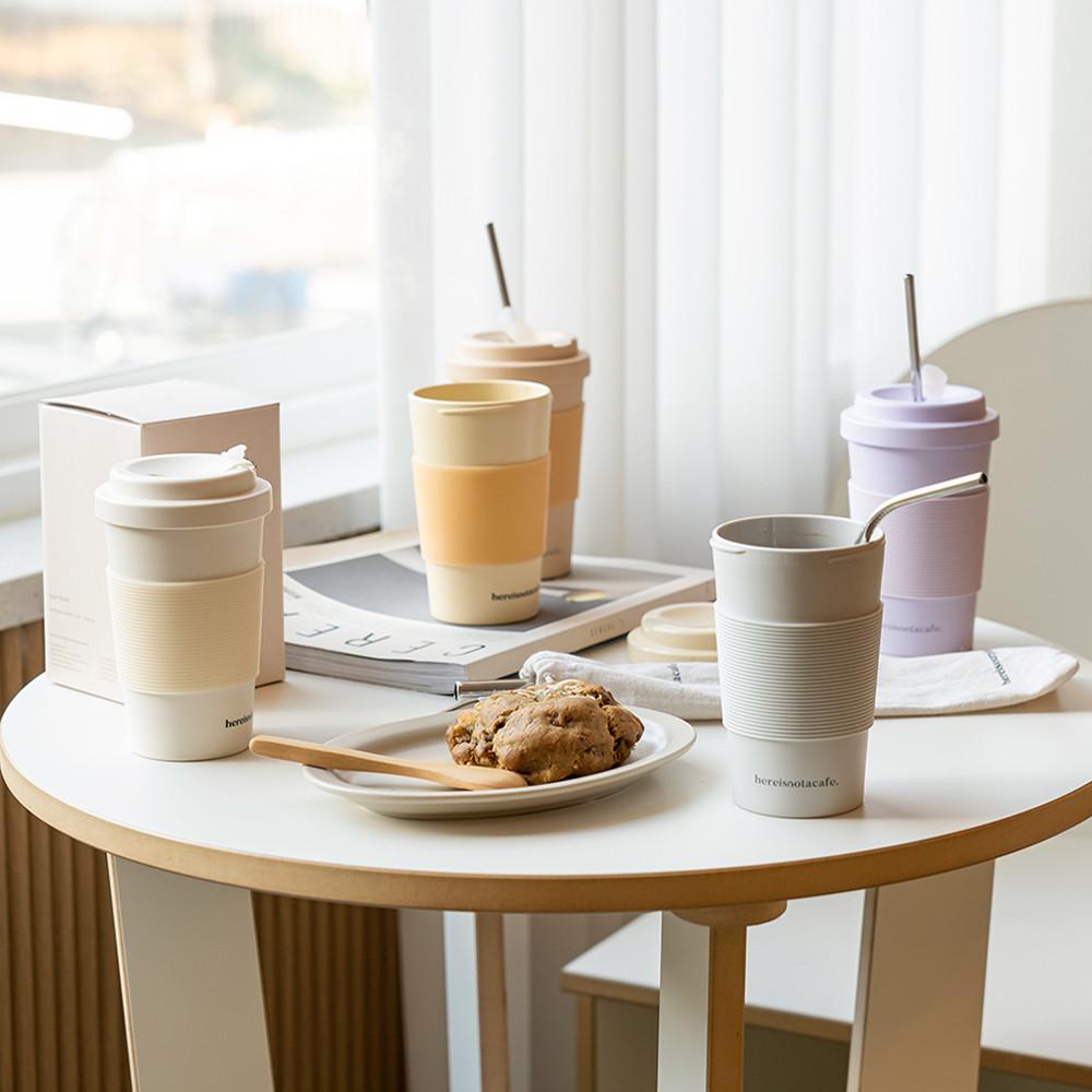 리유저블 텀블러 컵 선물 예쁜 파우치 선택가능 빨대 커피 PLA 샌드텀블러 420ml