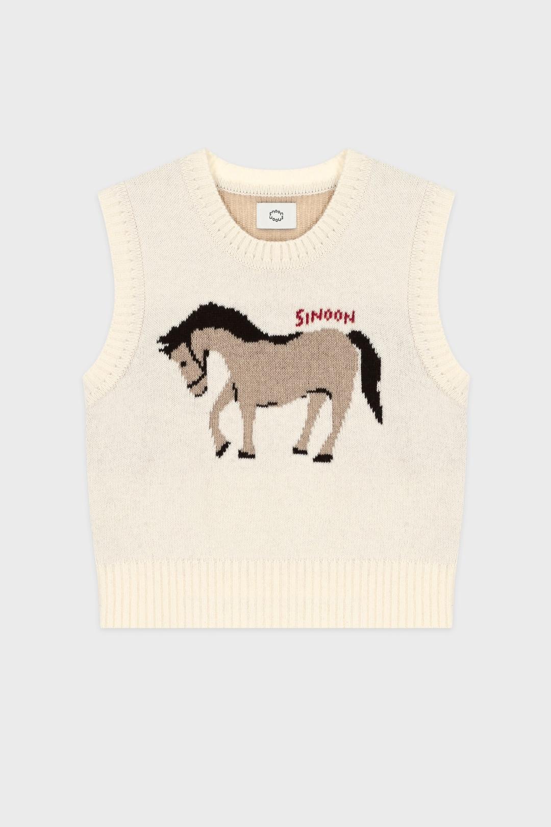 Horse Knit Vest (Ivory)