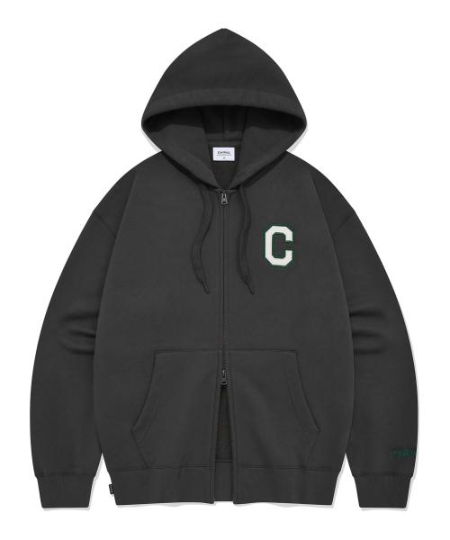 C 로고 후디 집업 차콜