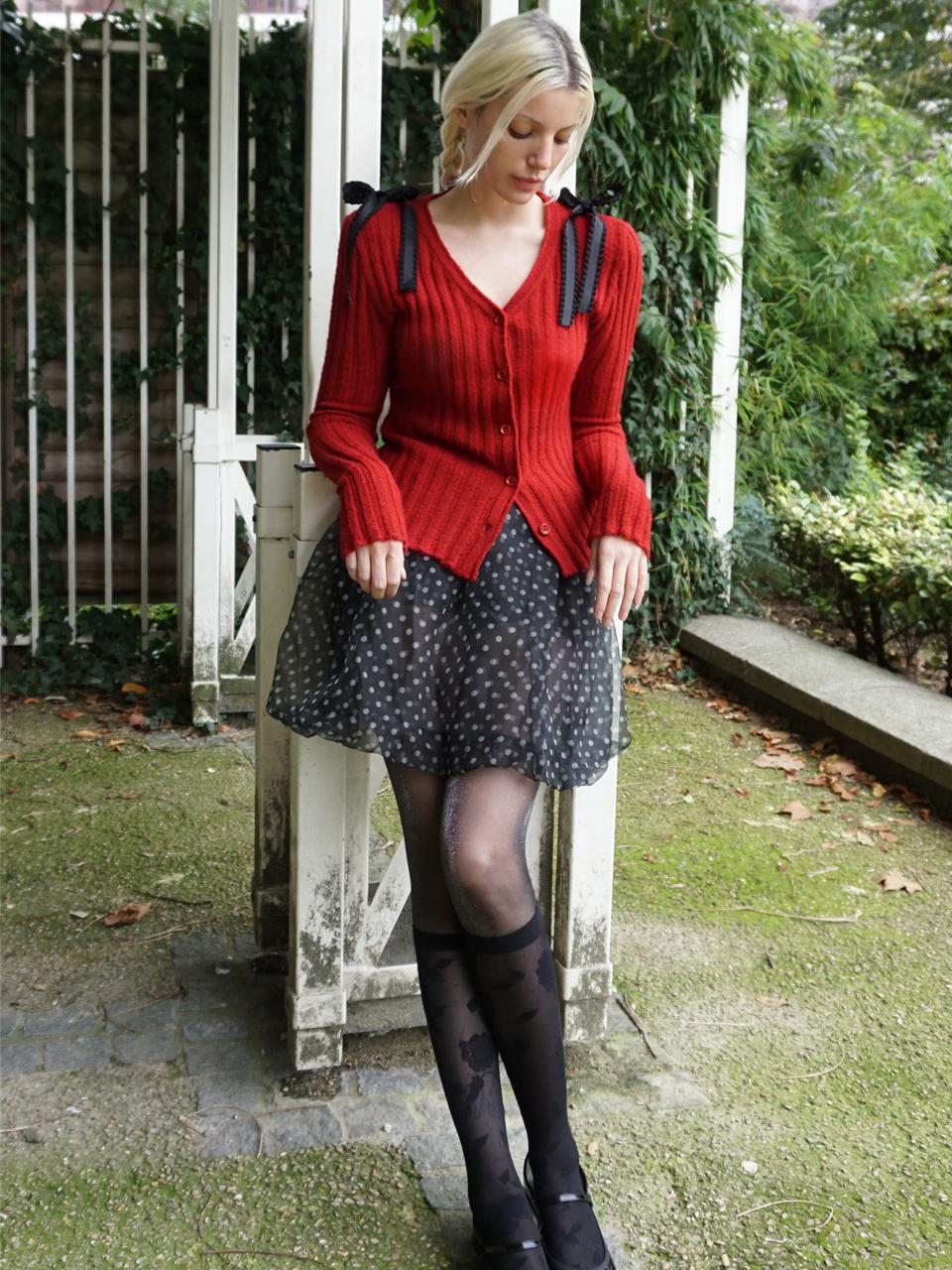 Dot Organza Balloon Skirt_black