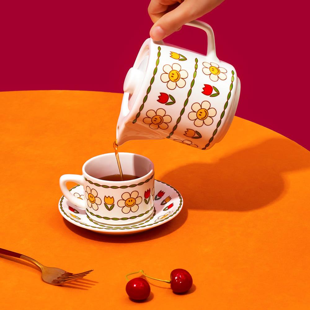 [위글위글] 티팟 티포트 커피잔 세트 - Retro Smile