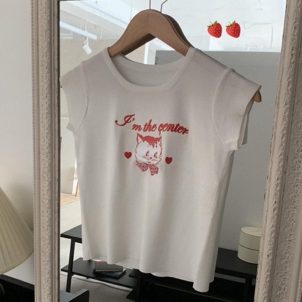 여성 베이비 캡소매 여름 반팔 니트