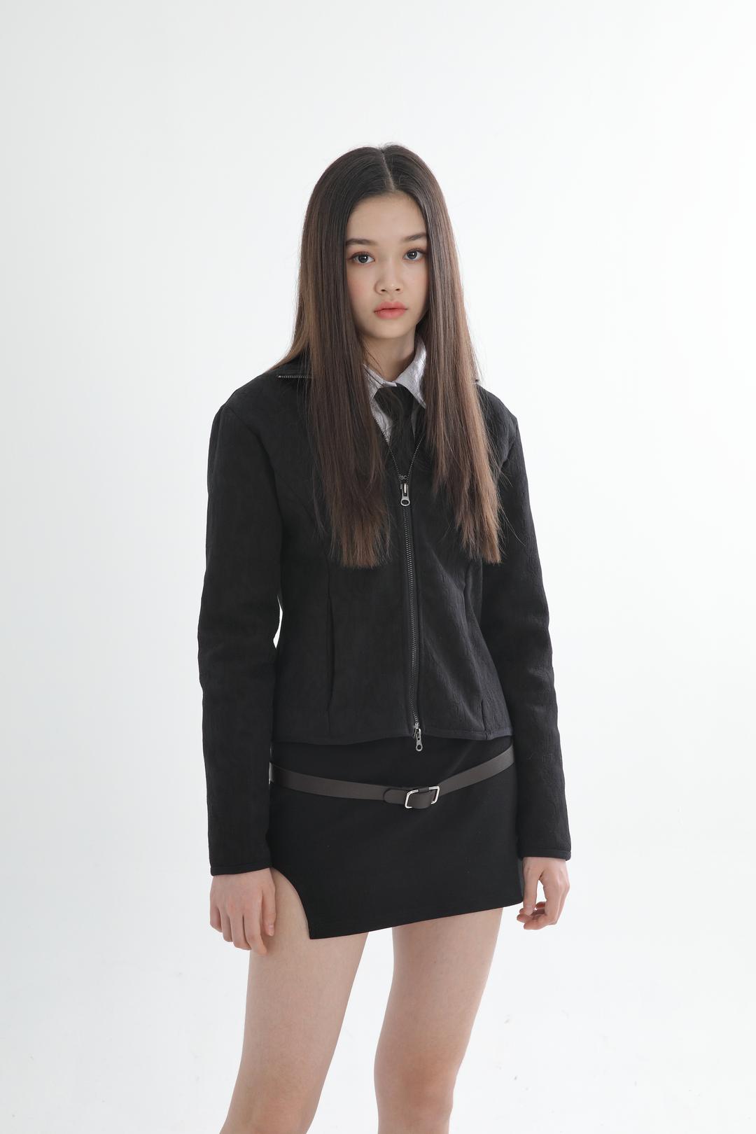 Jacquard fur zip up 001