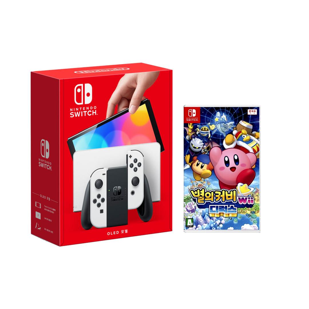 닌텐도 스위치 화이트 (OLED) + 별의 커비 wii 디럭스 (틴케이스 색연필 세트 증정)