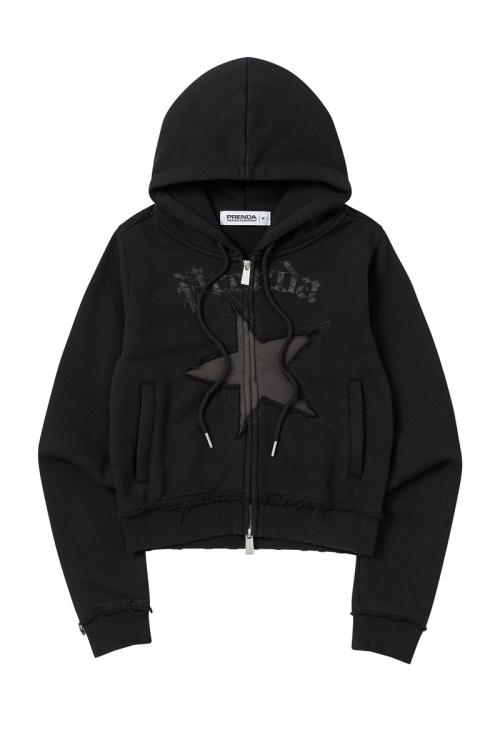 STAR CUT-OFF HOOD ZIP-UP BLACK