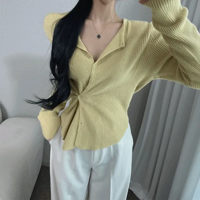 부분❤️당일배송❤️[1+1할인]라운드넥 투웨이 랩 꼬임 골지 니트가디건(7color)