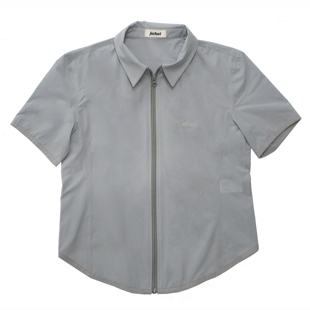 [jichoi] capsule 21 ZIP LOGO SHIRT (GREY)