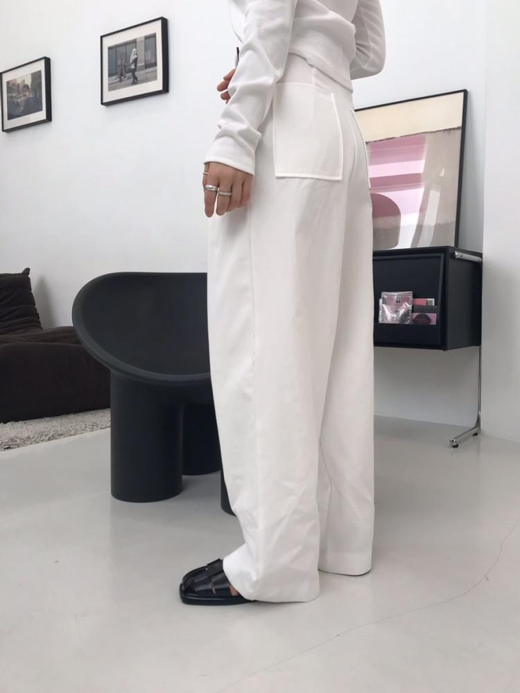 에브리 와이드 핀턱 팬츠 화이트 베이지 면바지 여성슬랙스