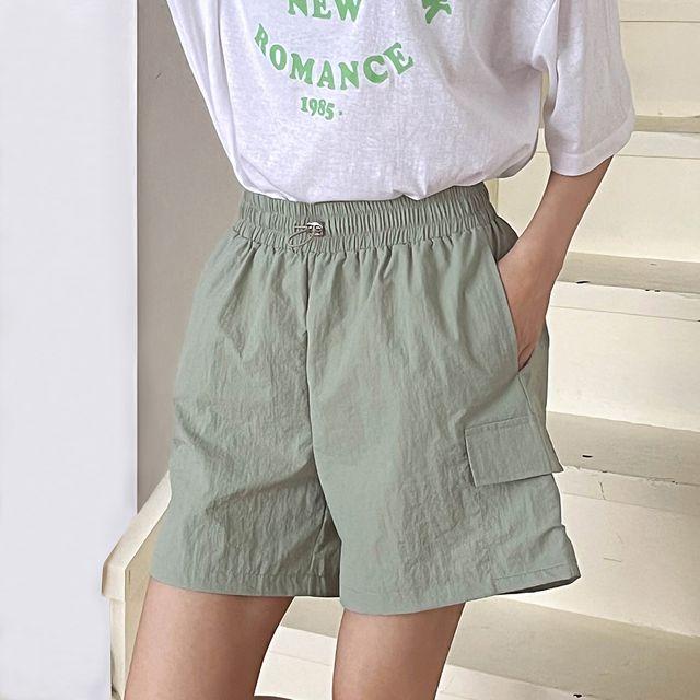 [오늘출발] 제인준 러버 바스락 밴딩 카고 반바지