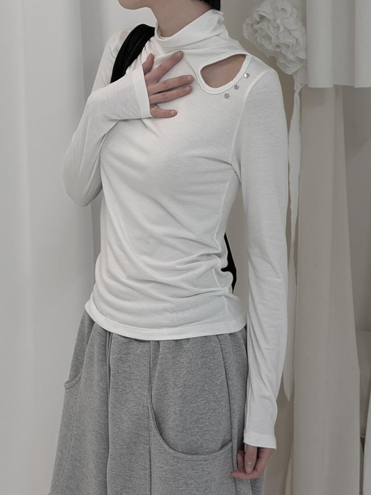 드롭 스터드 슬릿 폴라티 (2color)