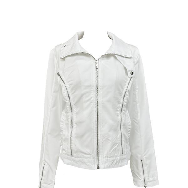 Poita white slim high neck jacket
