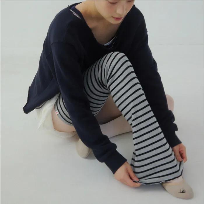 Leg warmer Full length _ Grey/Black Stripe