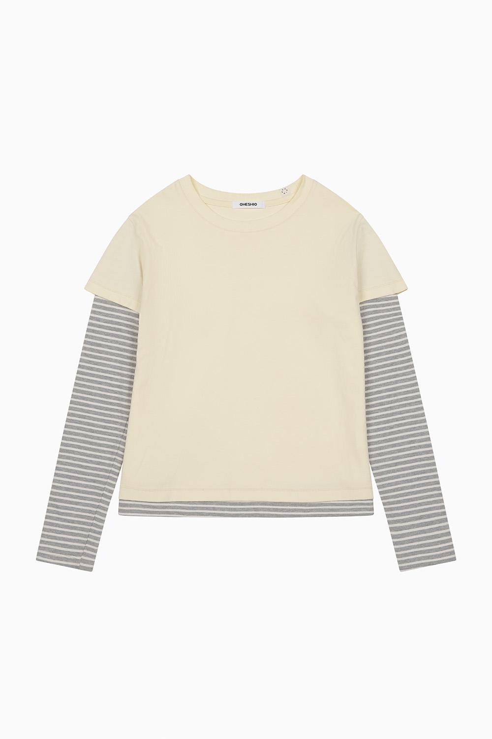 LAYERED STRIPE T-SHIRT, LIGHT YELLOW