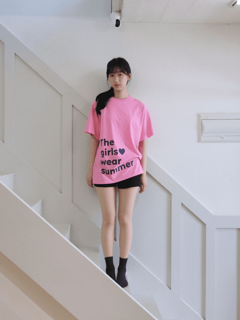 Girls wear summer T-shirt - Hot pink (걸즈 웨어 썸머 티셔츠 핫핑크)