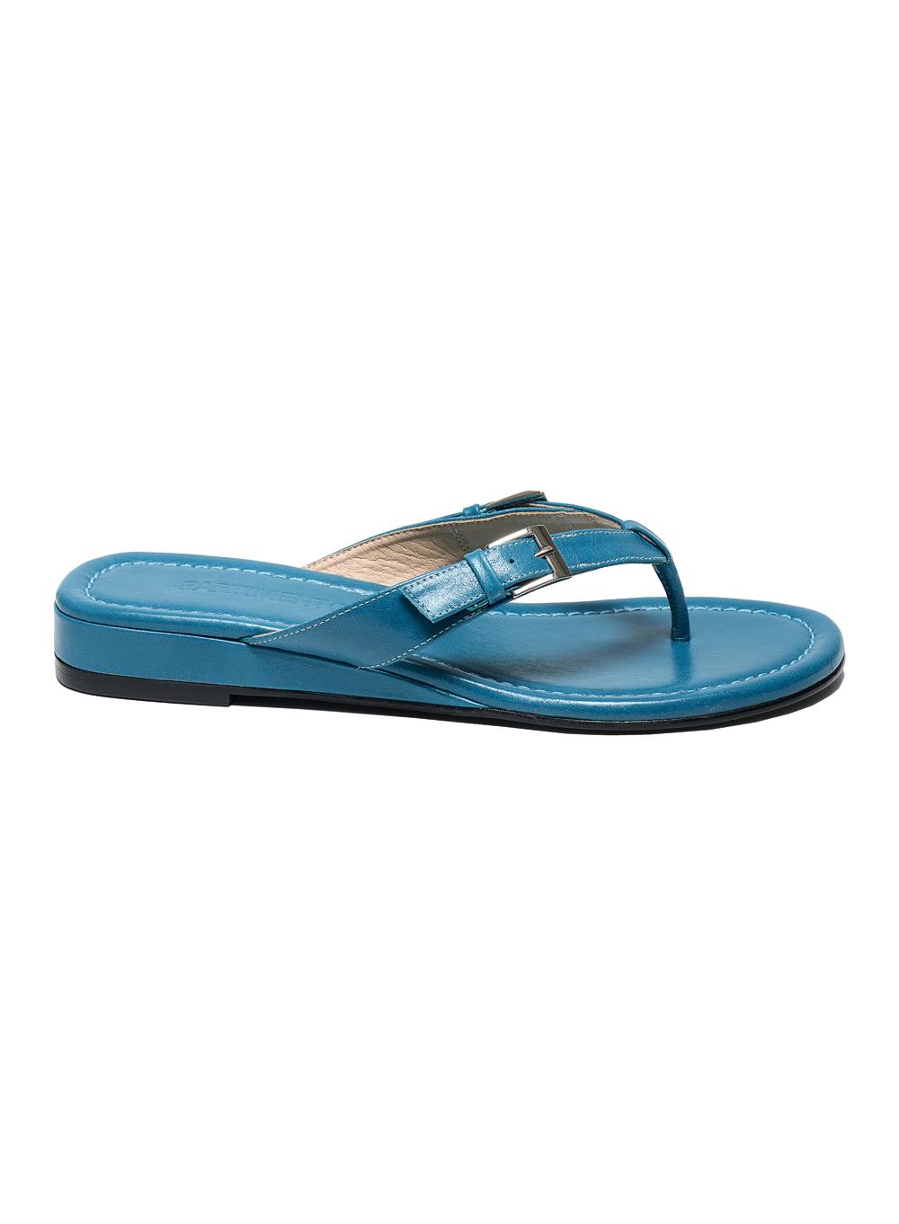 [WOMEN] BUCKLE STRAP WEDGE FLIP-FLOPS_TEAL
