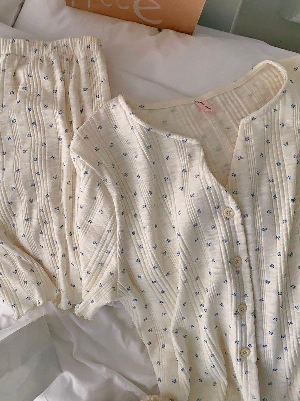 소프트블루 반팔 상하세트 파자마 잠옷