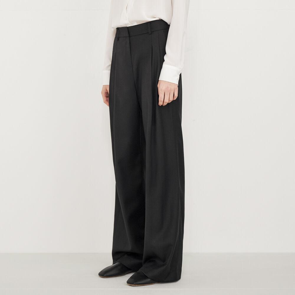 WOOL BLEND LONG WIDE SLACKS_BLACK