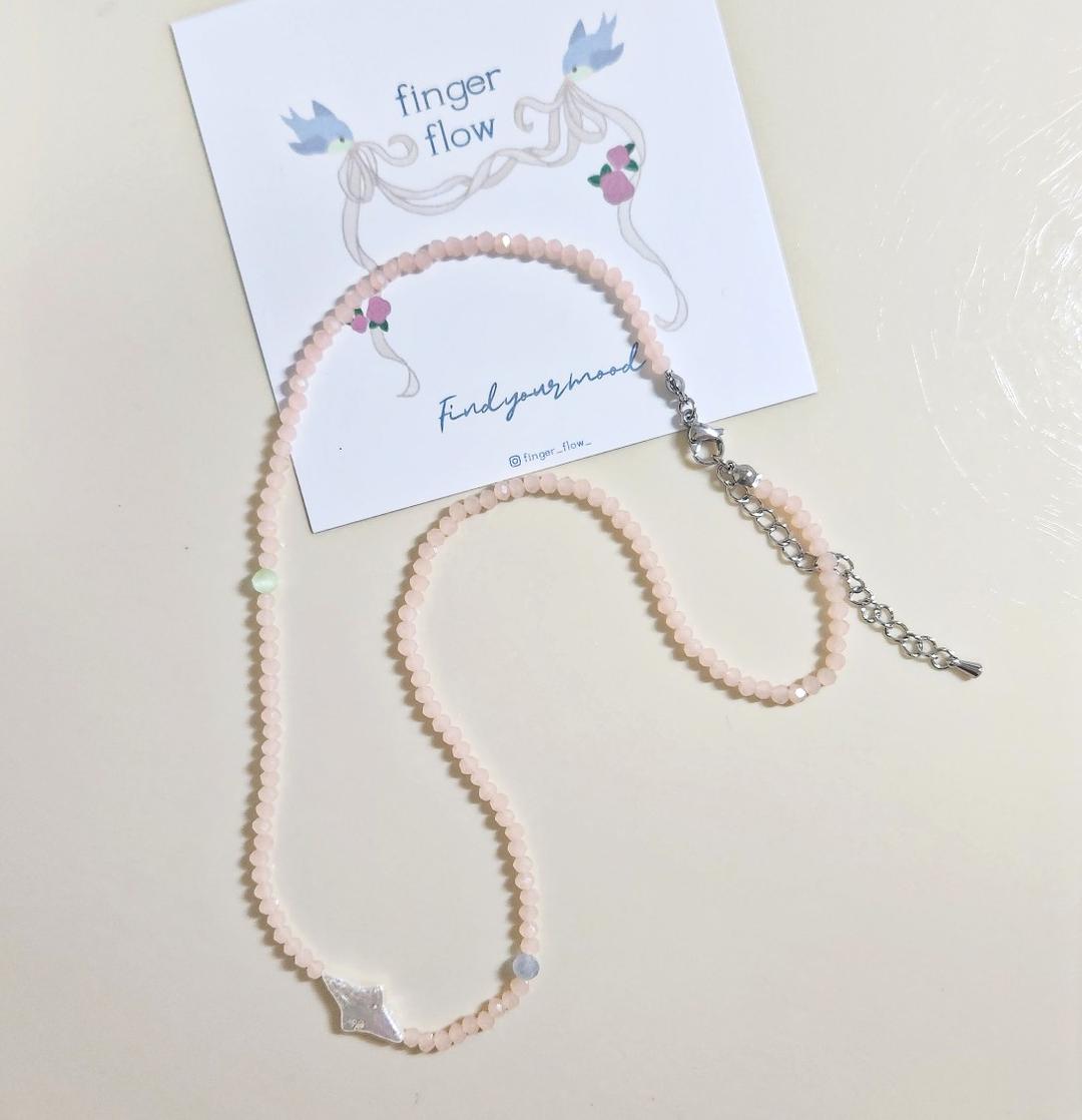 (핑거플로우) 바로크 진주 크리스탈 유니크 목걸이