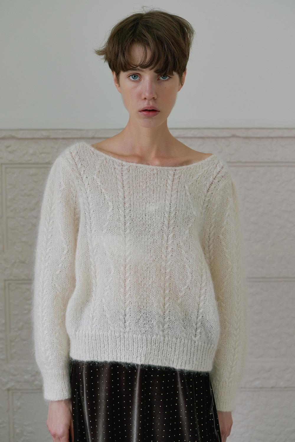 Via Canallo mohair knit top (Ivory)