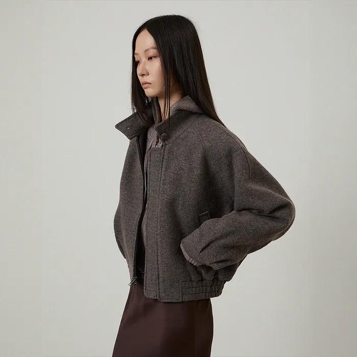 (W) 파파 버진 울 부클 해링턴 자켓 모브 브라운