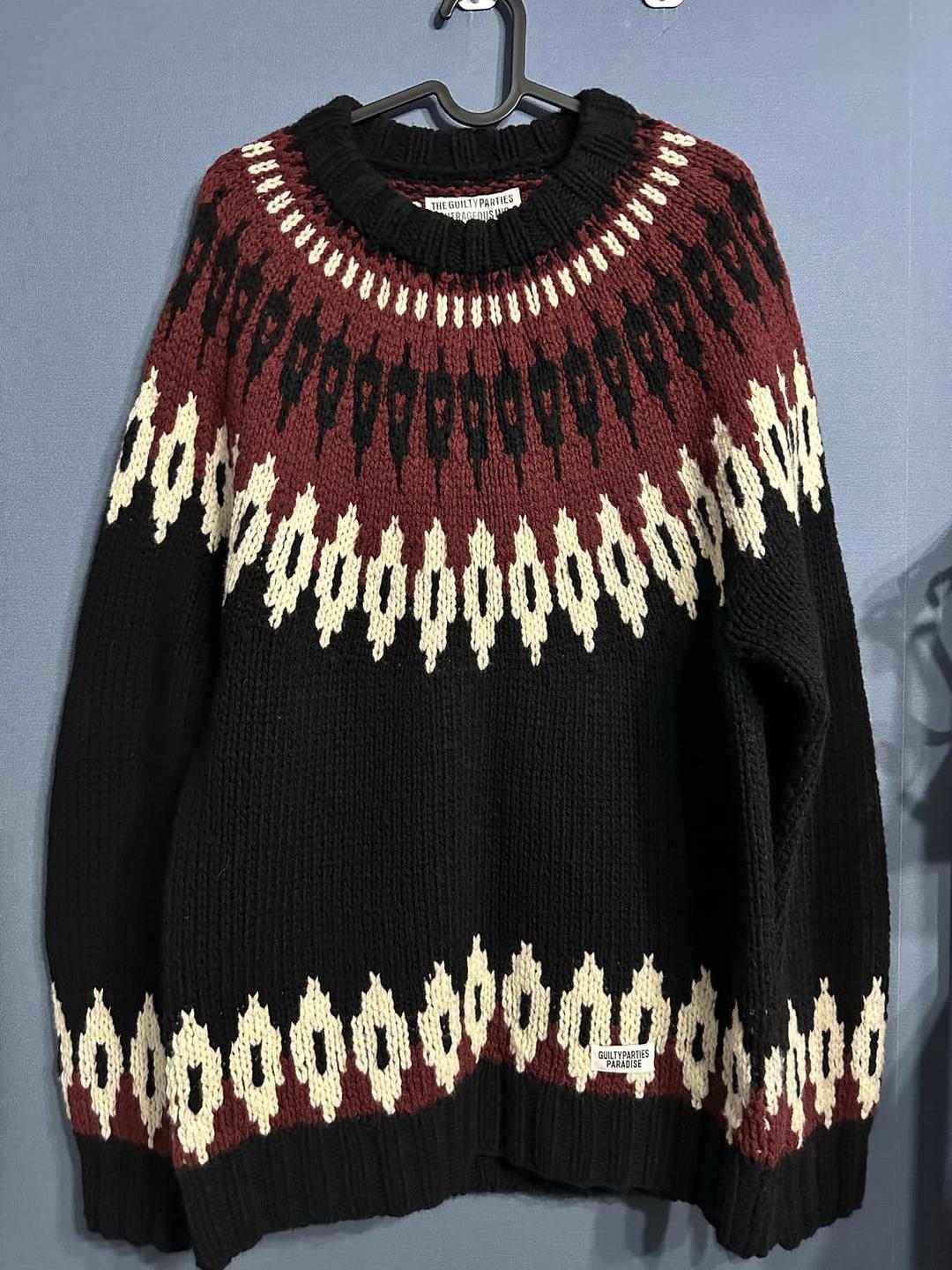 와코마리아 노르딕 헤비 울 스웨터 블랙 L | 후루츠패밀리