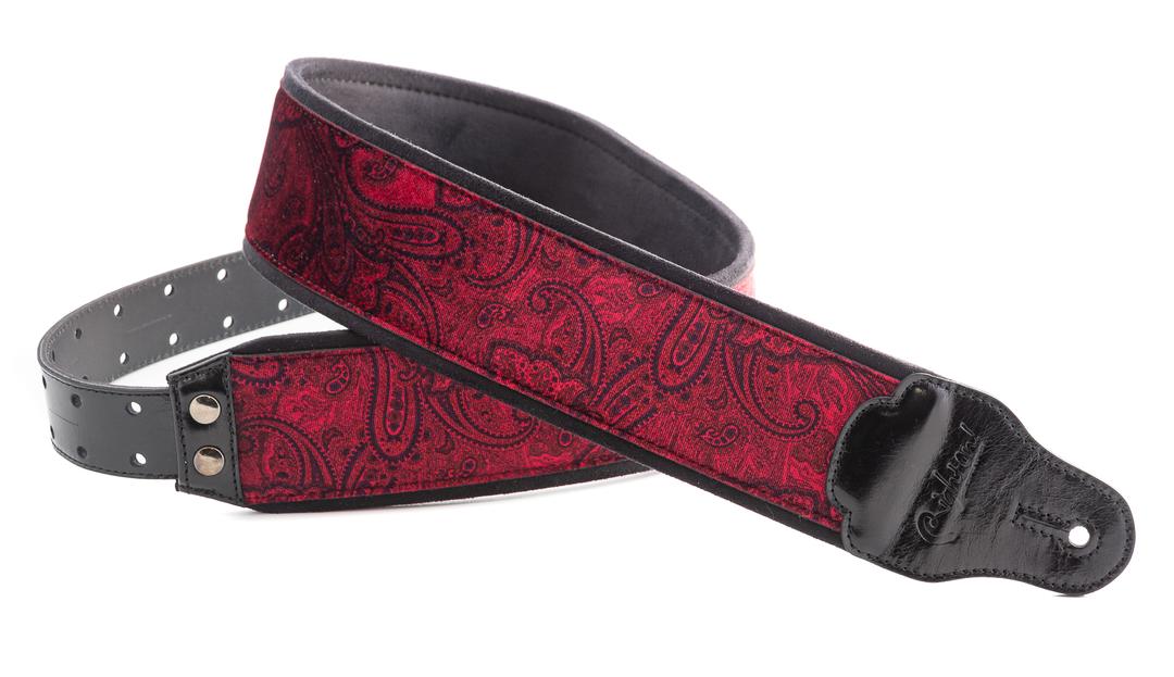 Paisley Velvet-70 Red Wide Guitar Strap