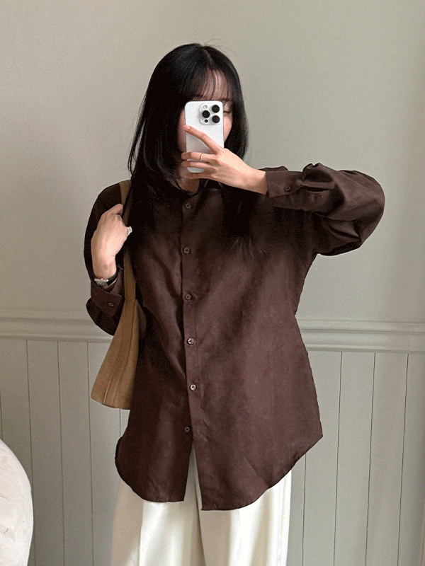 그리니스튜디오 이스턴 스웨이드 스트랩 셔츠 (절개선,루즈핏,겨울셔츠,4colors)