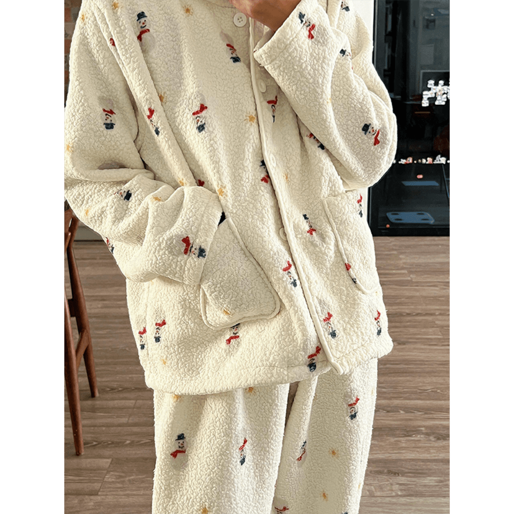 띠끄룸 Snow warm homeware 눈사람 뽀글이 수면잠옷 홈웨어 세트