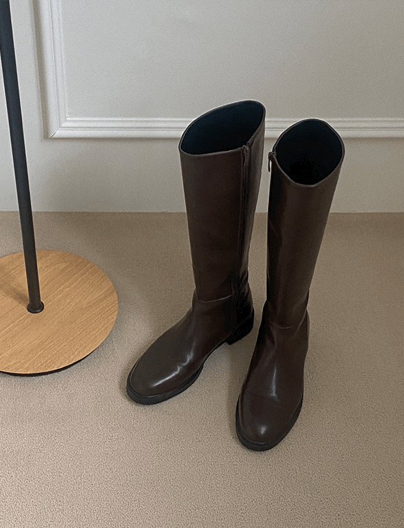 둥근코 옆지퍼 롱부츠<font style="font-size:0px