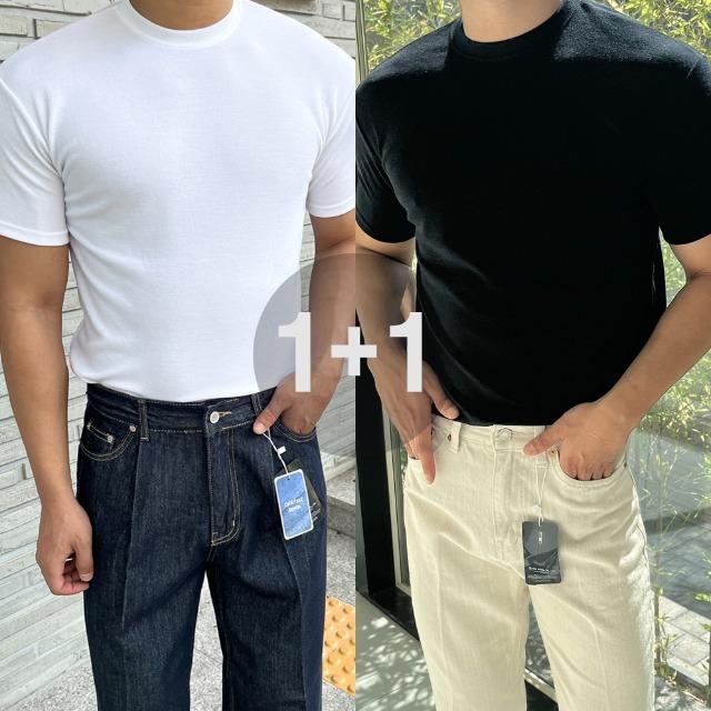 [1+1]크레이지 컴포터블 머슬핏 니트지 반팔티(6color)