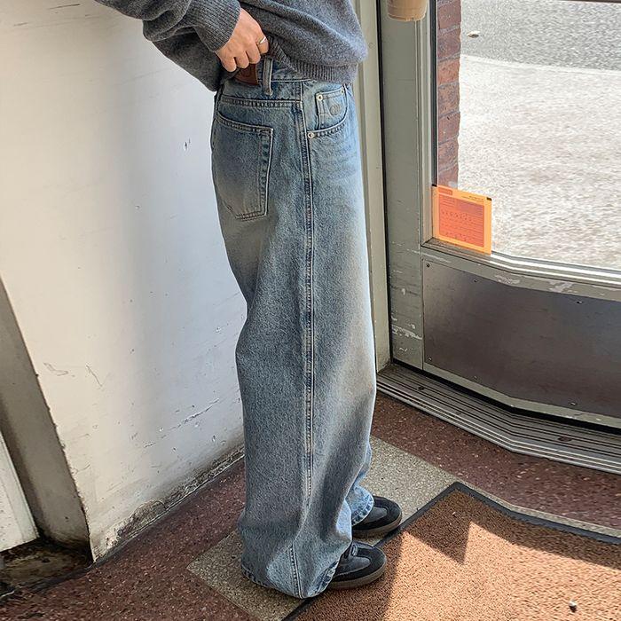 [기장선택] Vintage wide denim (light blue)
