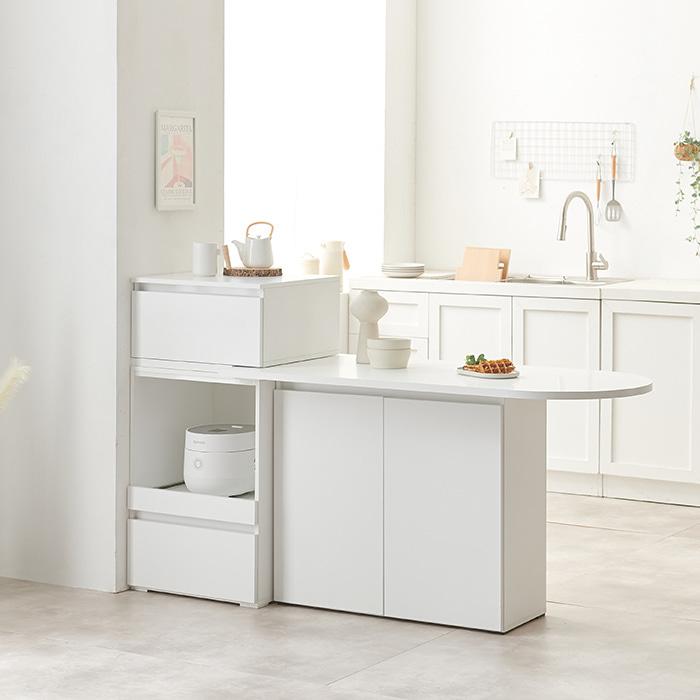 올리브 올인원 1700 렌지대 수납장 홈바 아일랜드 식탁 MWF288C