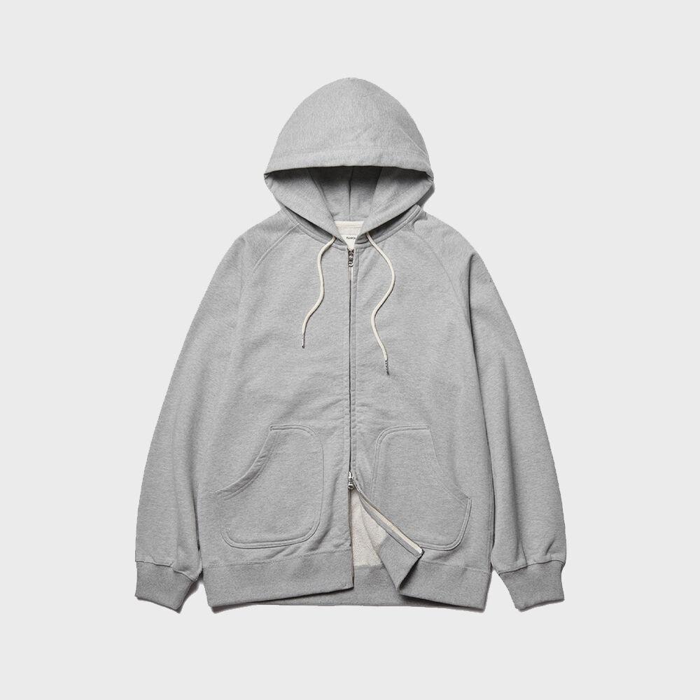 Shoulder Split Zip-Up Hoodie Heather Gray