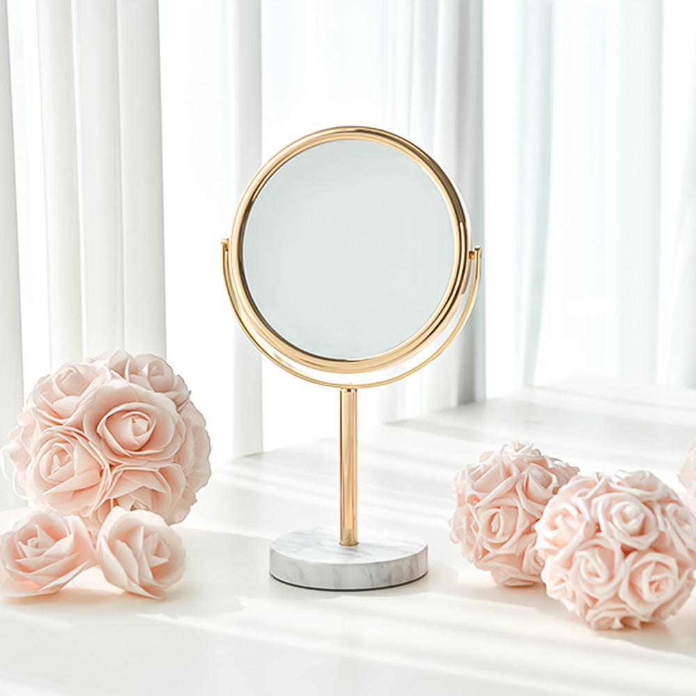 감성폭발 탁상거울 마블 대리석패턴 골드 탁상거울 크롬도금 확대경 양면 화장대 책상거울